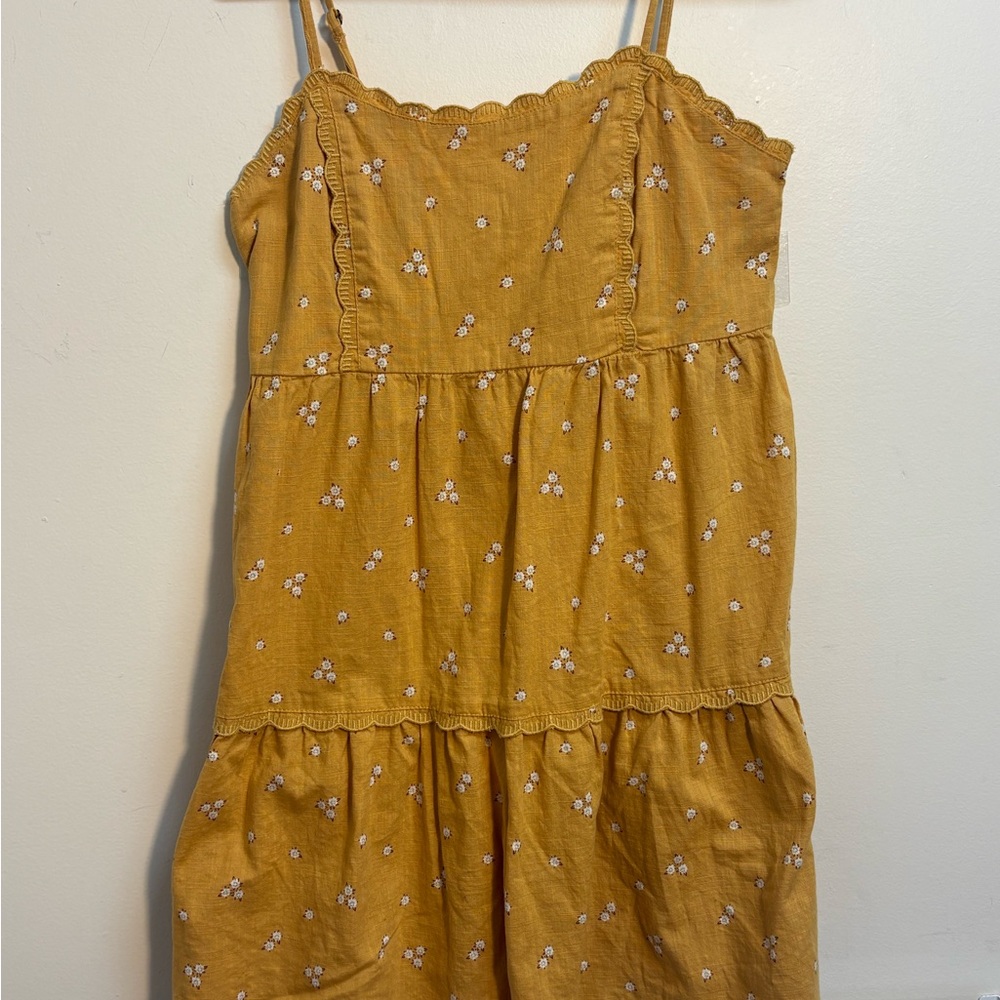 Aeropostale Mustard Floral Ruffle Tiered Sundress Size S